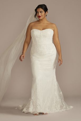 Beaded Lace Wedding Dress with Removable Sleeves David's Bridal